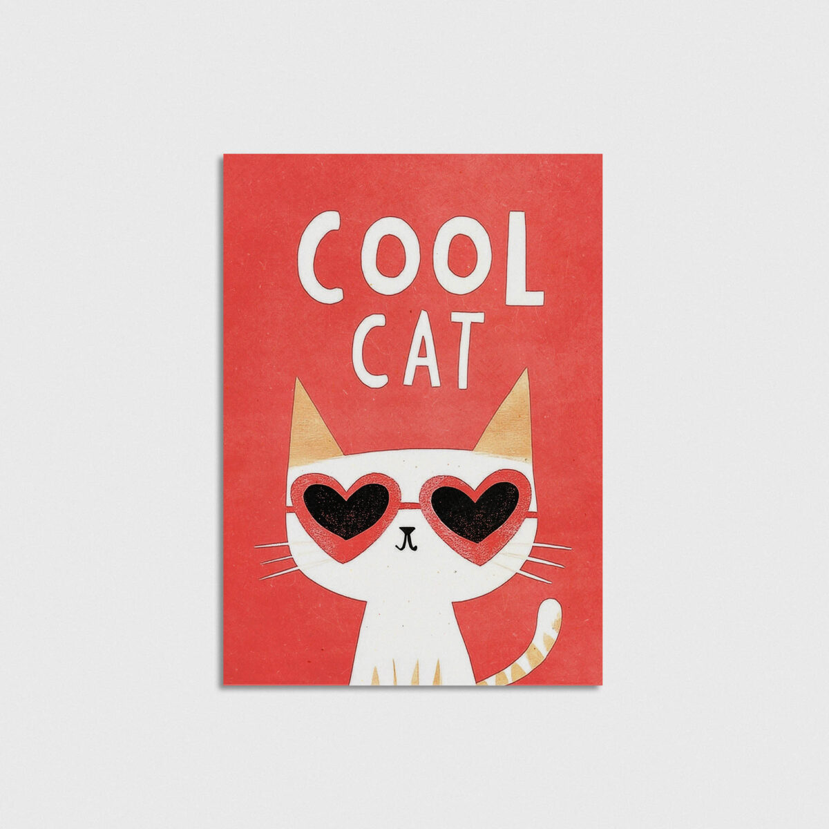 Kalp Gözlüklü Kedi çocuk odası posteri, çerçevesiz poster