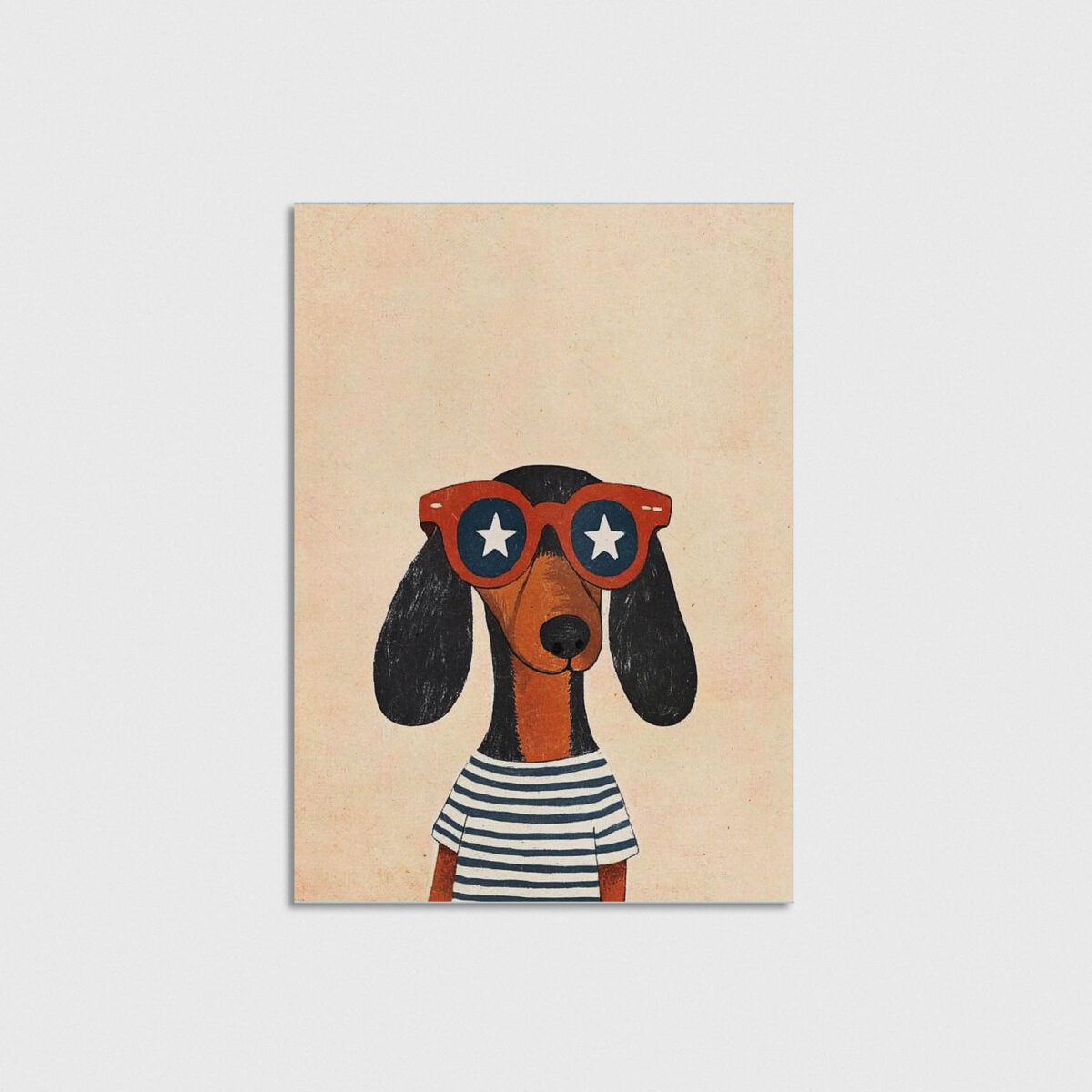 Benekli Gözlüklü Köpek çocuk odası posteri, çerçevesiz poster