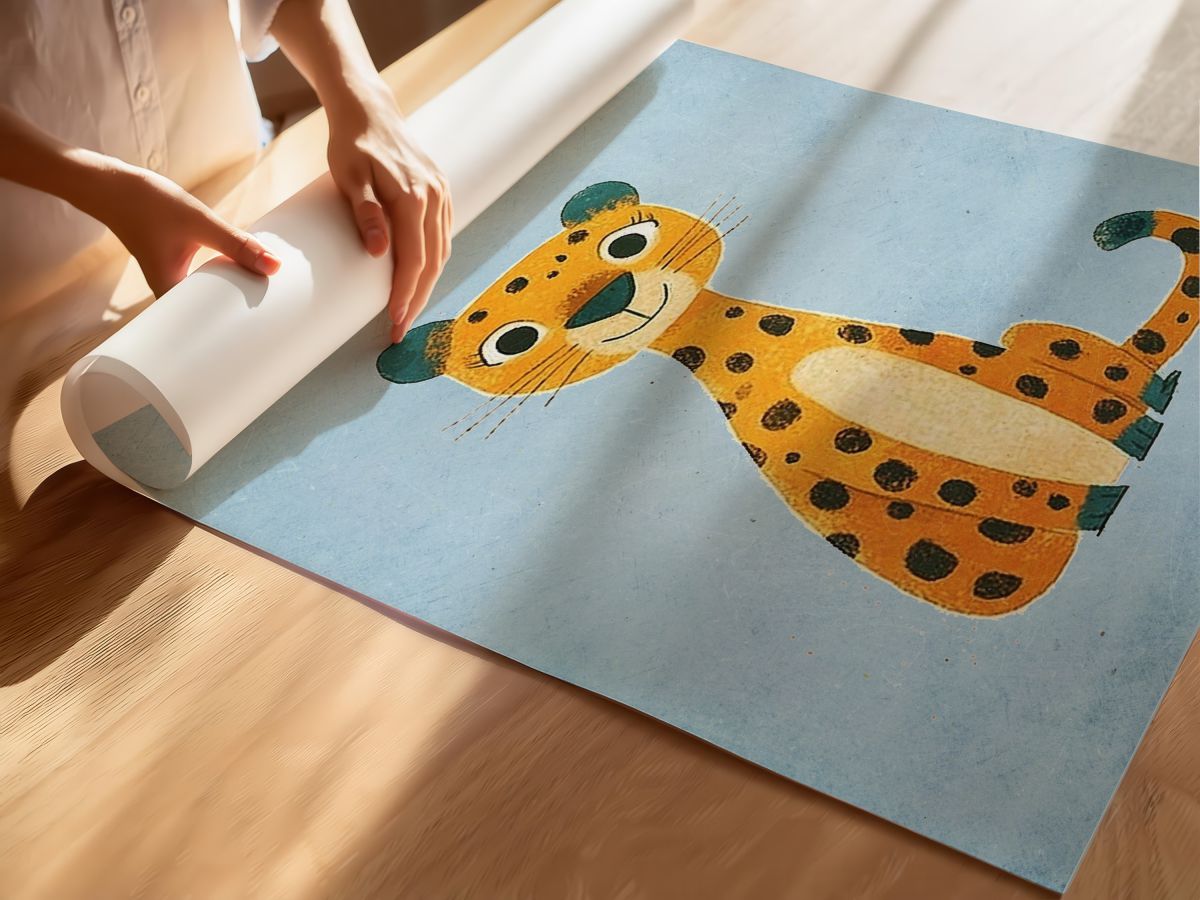 Benekli Yavru Çita Çocuk Odası Duvar Posteri Çerçeveli Tablo Dekorasyon, rulo yapılmış çerçevesiz poster