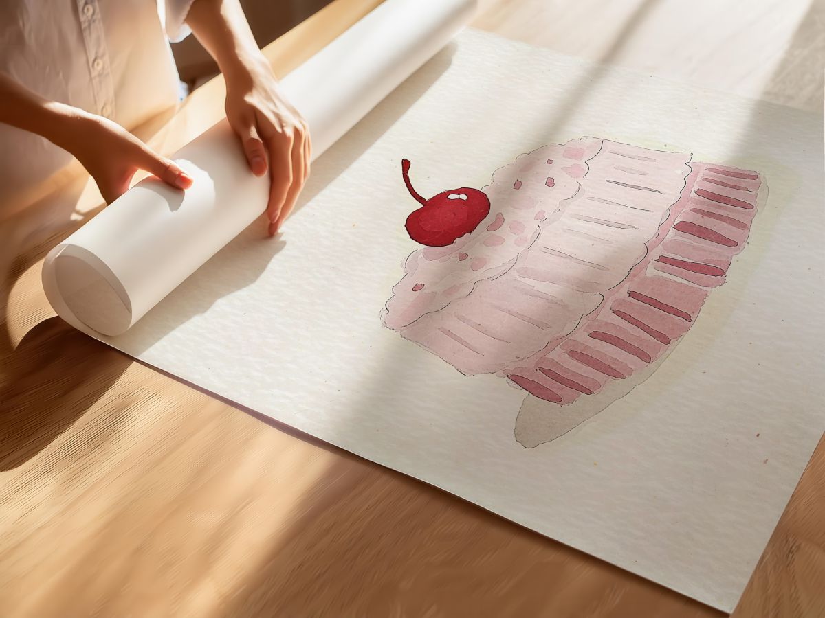 Kirazlı Pembe Pasta Çocuk Odası Duvar Posteri Çerçeveli Tablo Dekorasyon, rulo yapılmış çerçevesiz poster