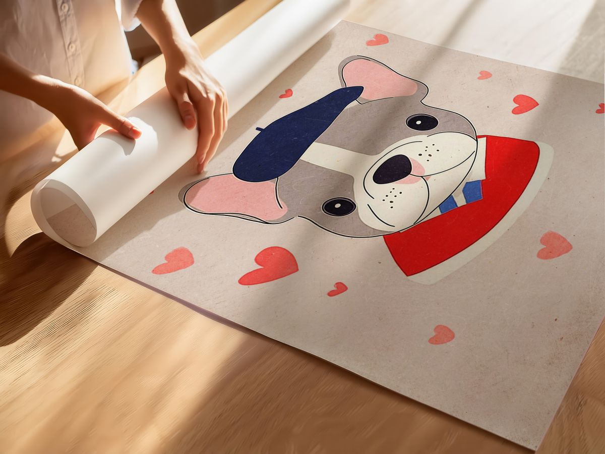 Ressam Yavru Köpek Çocuk Odası Duvar Posteri Çerçeveli Tablo Dekorasyon, rulo yapılmış çerçevesiz poster