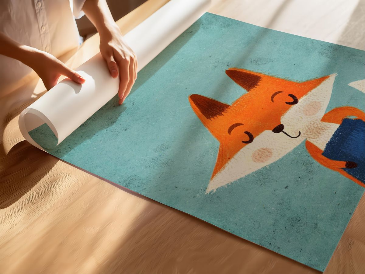 Uykucu Tilki Çocuk Odası Duvar Posteri Çerçeveli Tablo Dekorasyon, rulo yapılmış çerçevesiz poster