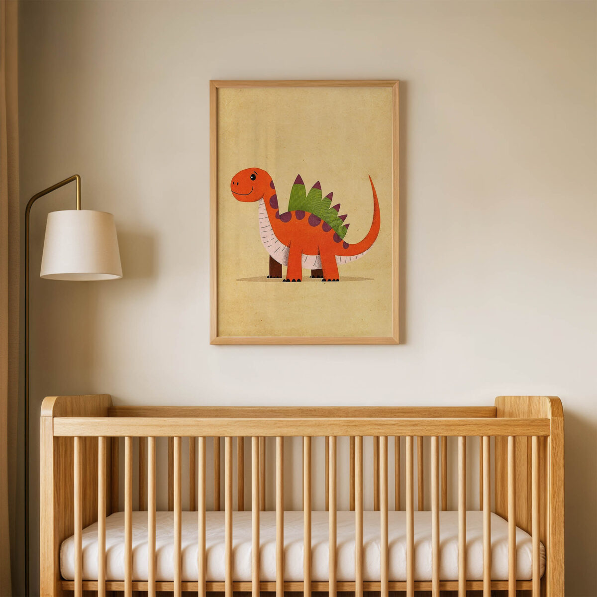 Şaşkın Dinozor çocuk odası posteri, çerçeveli tablo oda görünümü