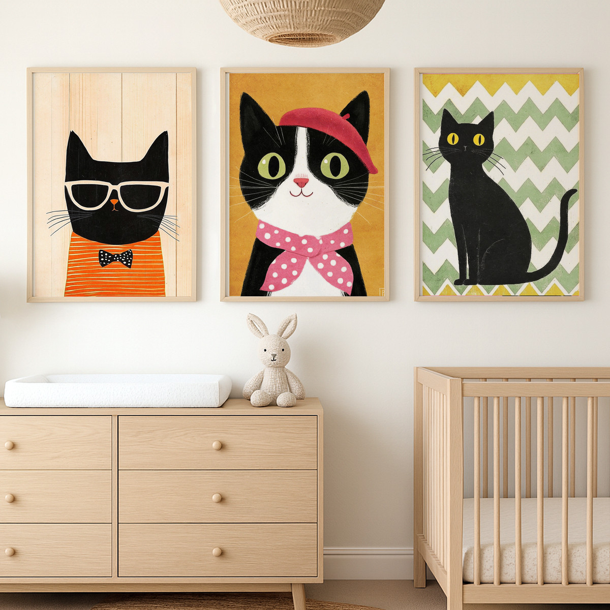 Kediler Üçlü Çocuk ve Bebek Odası Poster Seti – bebek odası