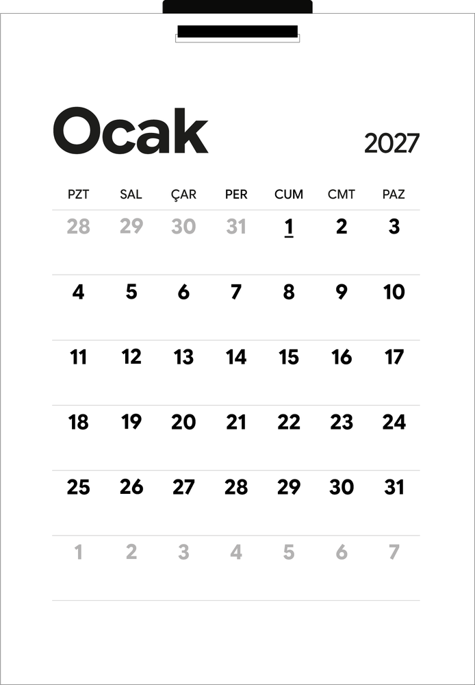 PlanCORE™ Wall Calendar Set 2027 duvar takvimi, aparatıyla