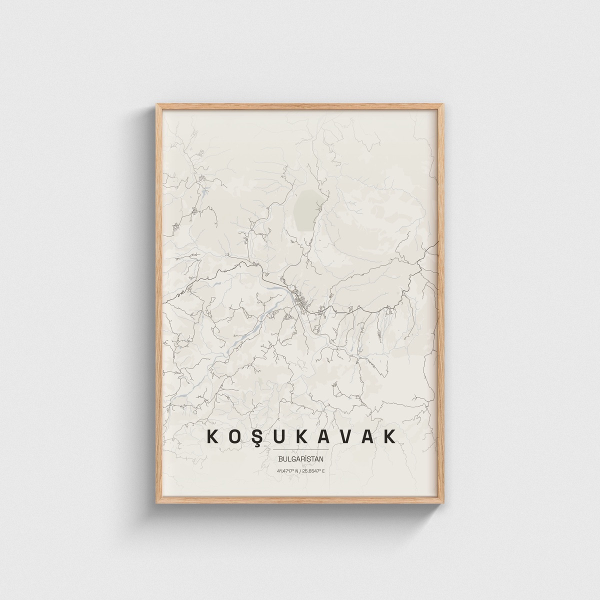 Koşukavak (Krumovgrad), Bulgaristan Şehir Haritası Posteri ve Tablosu, ahşap çerçeveli tablo