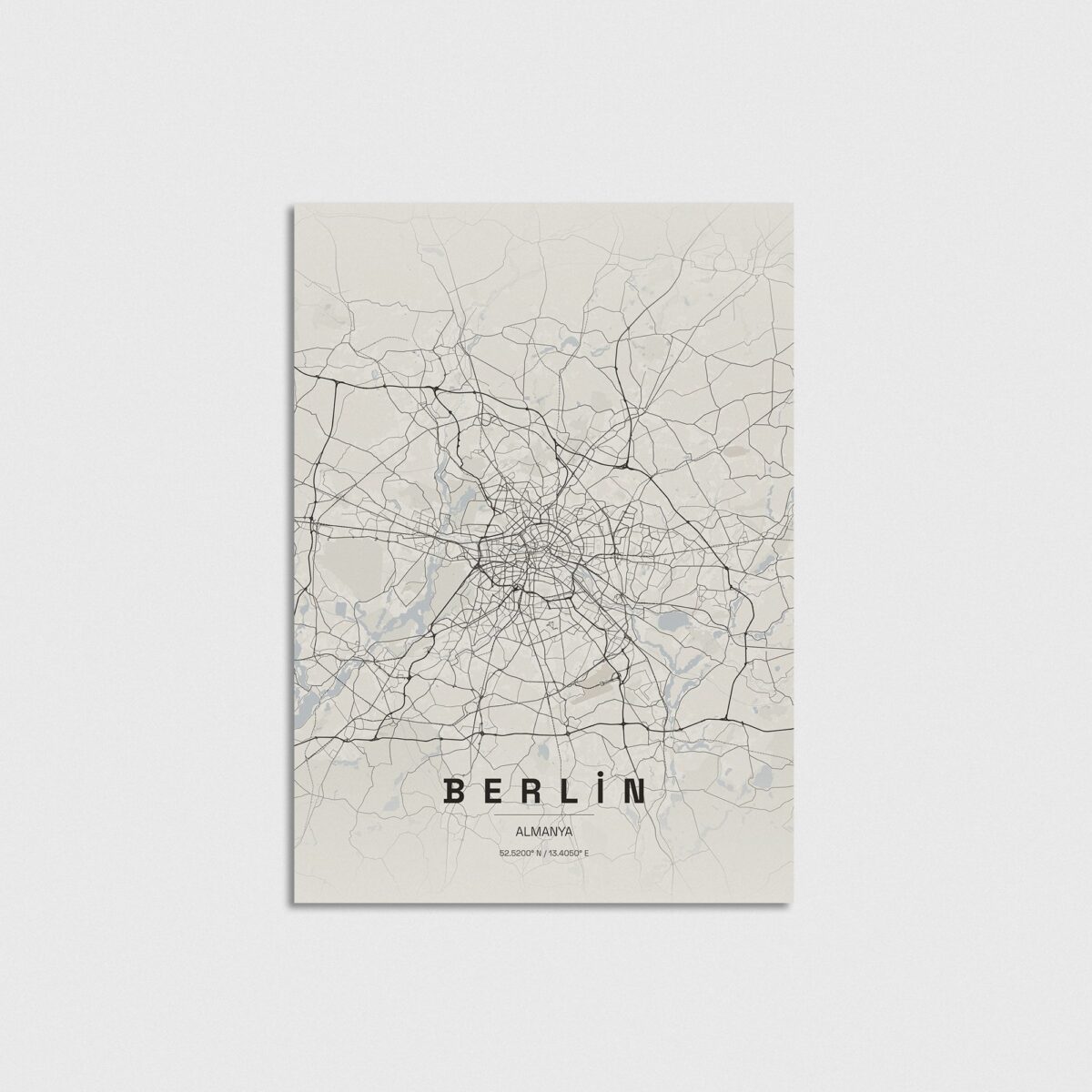 Berlin, Almanya şehir haritası posteri, çerçevesiz poster