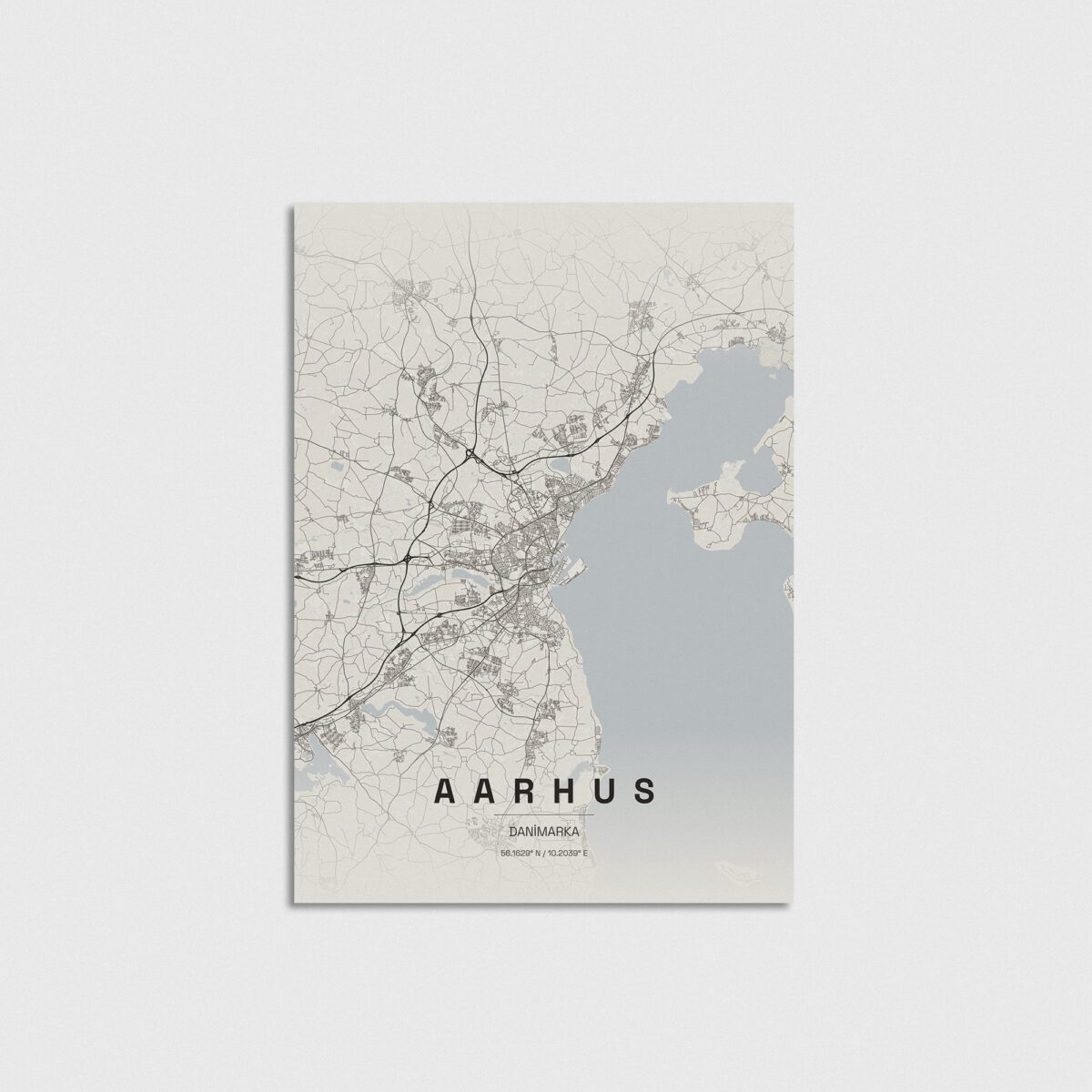 Aarhus, Danimarka şehir haritası posteri, çerçevesiz poster