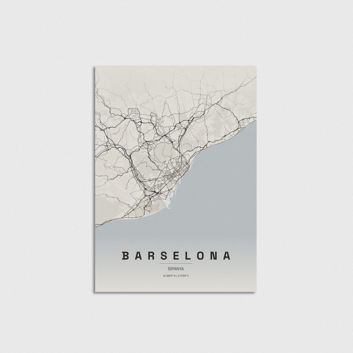 Barselona, İspanya şehir haritası posteri, çerçevesiz poster
