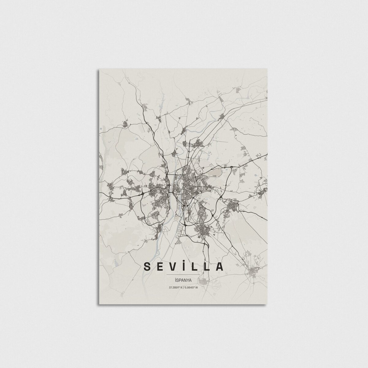 Sevilla, İspanya şehir haritası posteri, çerçevesiz poster