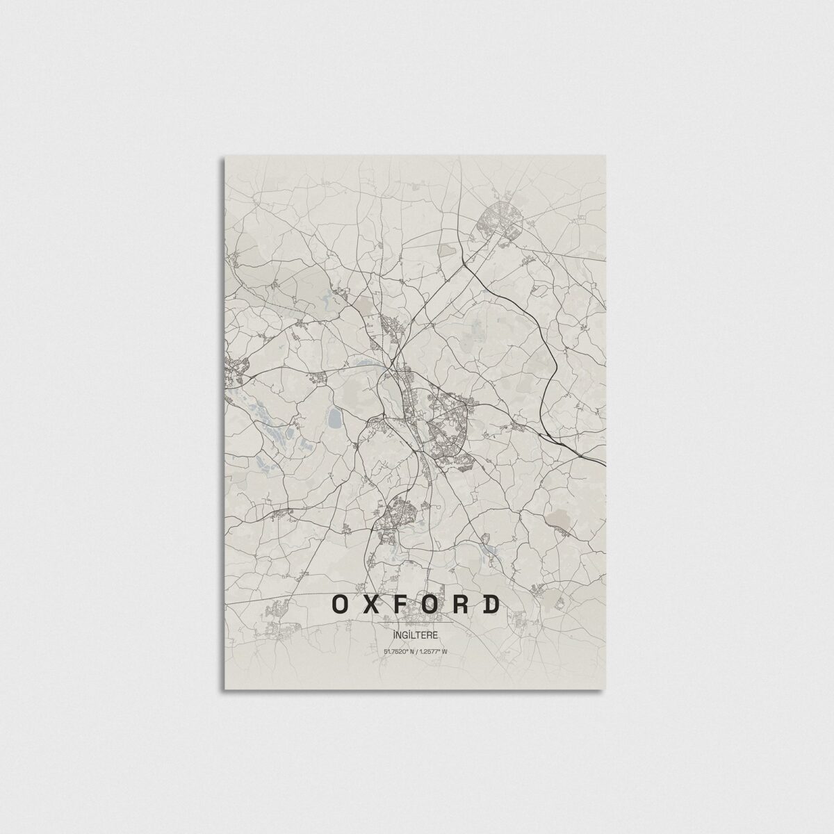 Oxford, İngiltere şehir haritası posteri, çerçevesiz poster