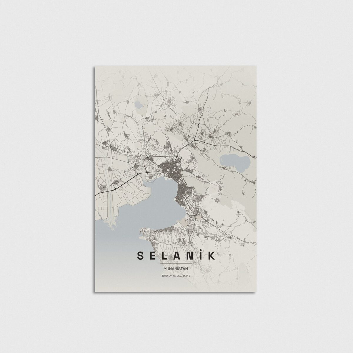 Selanik (Thessaloniki), Yunanistan şehir haritası posteri, çerçevesiz poster