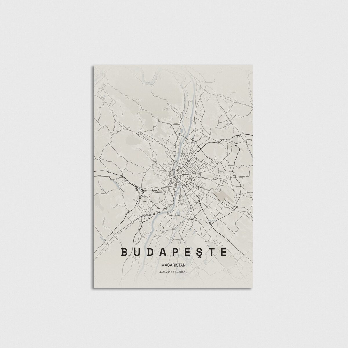 Budapeste, Macaristan şehir haritası posteri, çerçevesiz poster