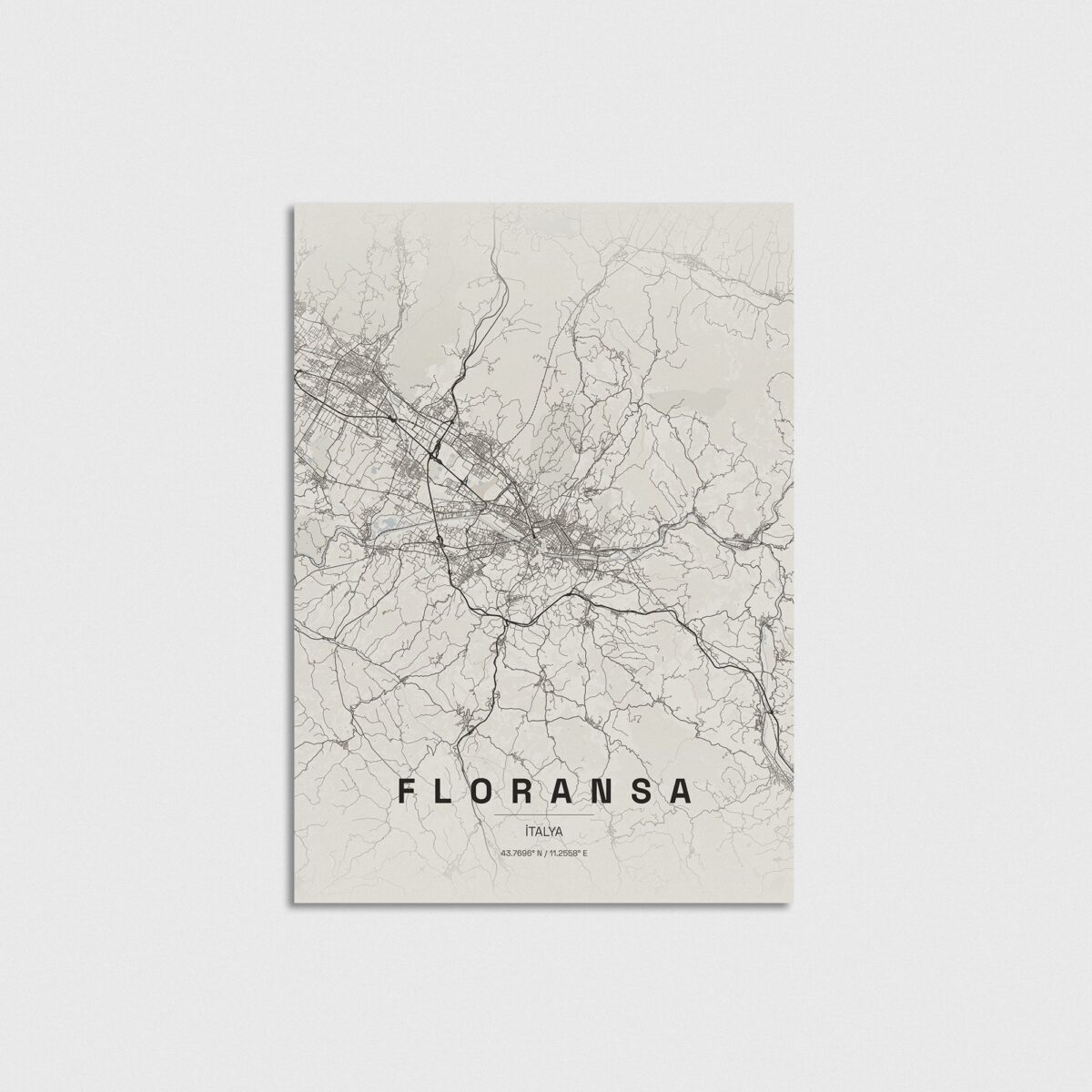 Floransa, İtalya şehir haritası posteri, çerçevesiz poster
